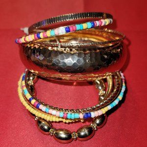 NY&Co. Goldtone Beaded Bangle Bracelet Set